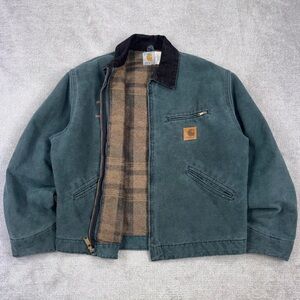 Vintage Carhartt J43 HTG Detroit Jacket Hunter Green 1999 USA Made Size L